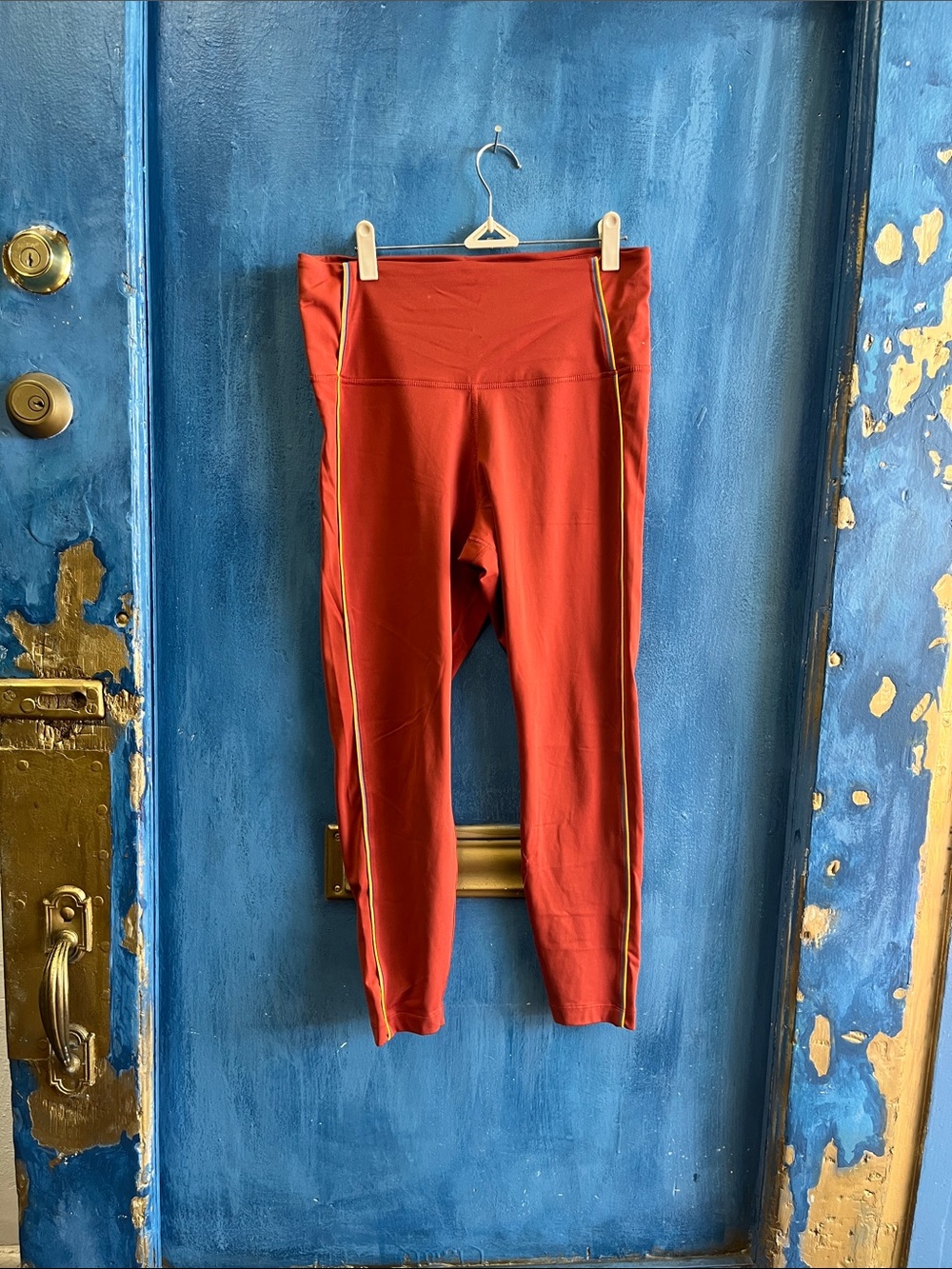 Kids Rust-Red Performance Leggings with Side Trim